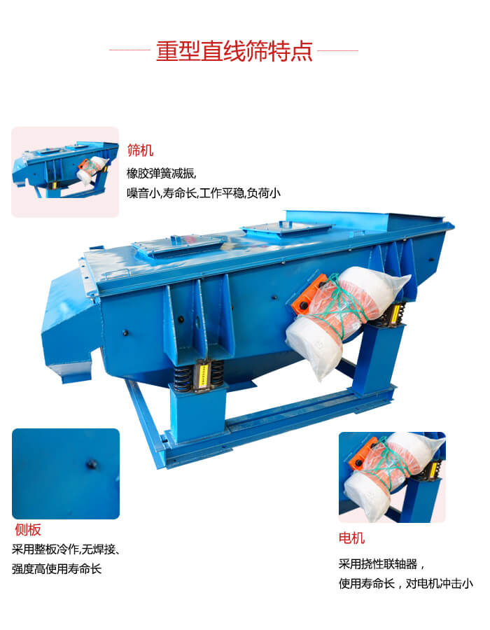 重型直線篩：篩機(jī)，側(cè)板，電機(jī)展示圖