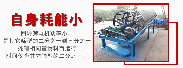 滾筒篩耗能小，使用壽命長，維修方便