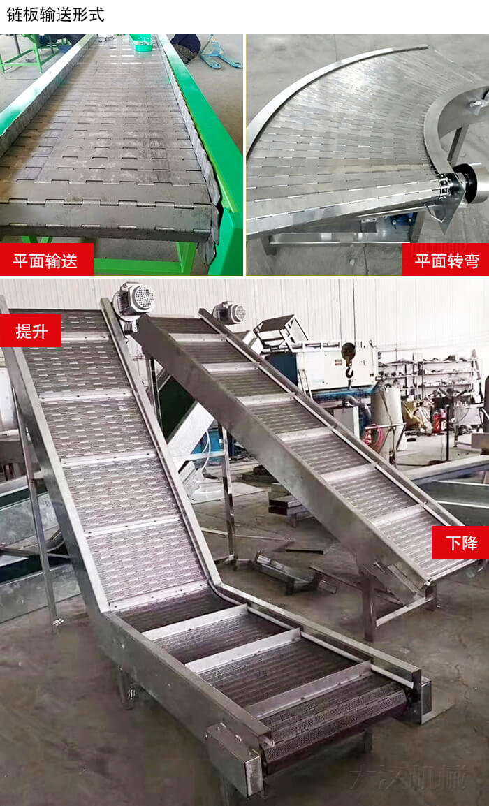 鏈板輸送機平面輸送，平面拐彎，提升等運行現(xiàn)場圖片